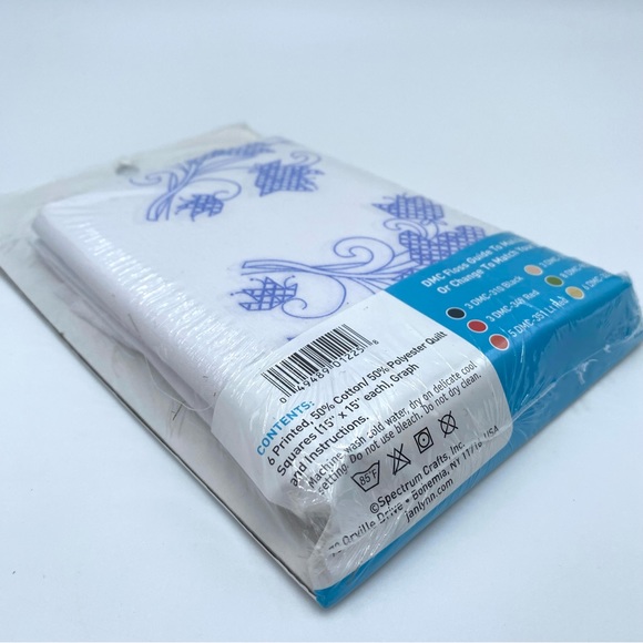 Janlynn Needlecraft Set of 6 Printed Quilt Blocks Floral Poppy Garden #997-1711 - Picture 6 of 7